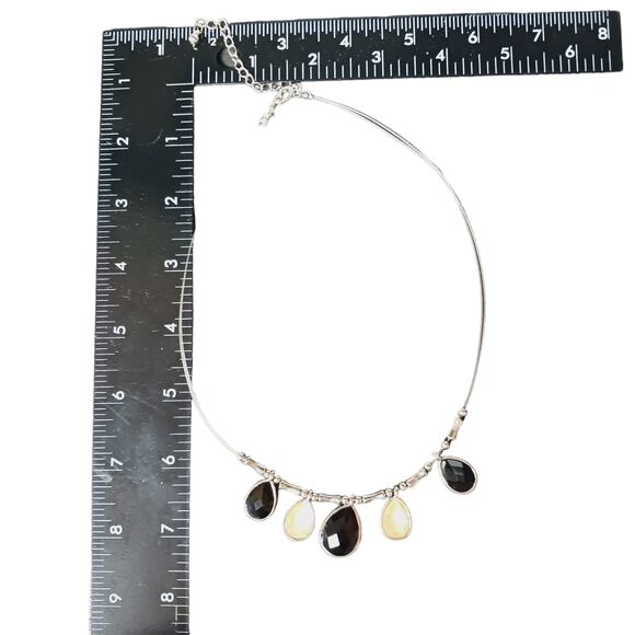 Yellow Black Stone Cabochon Glass Necklace Bead Spring Summer Fashion Jewelry - Picture 8 of 14